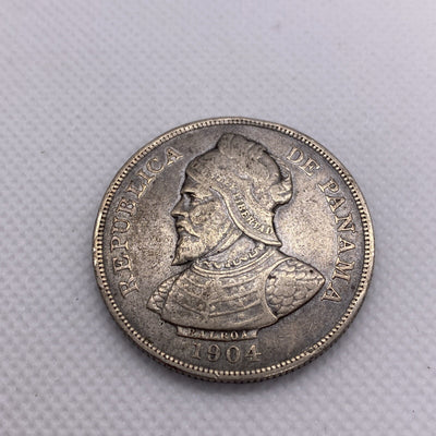1904 PANAMA SILVER 50 CENTESIMOS CROWN COIN Silver Coin #2355