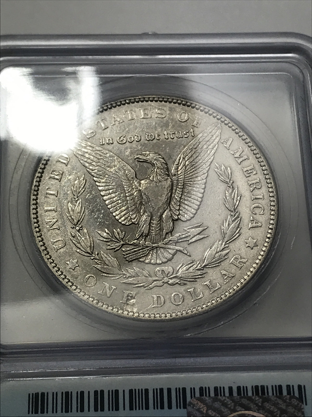 1889 Morgan Dollar ICG AU53 Details STRUCK THROUGH Reverse Error