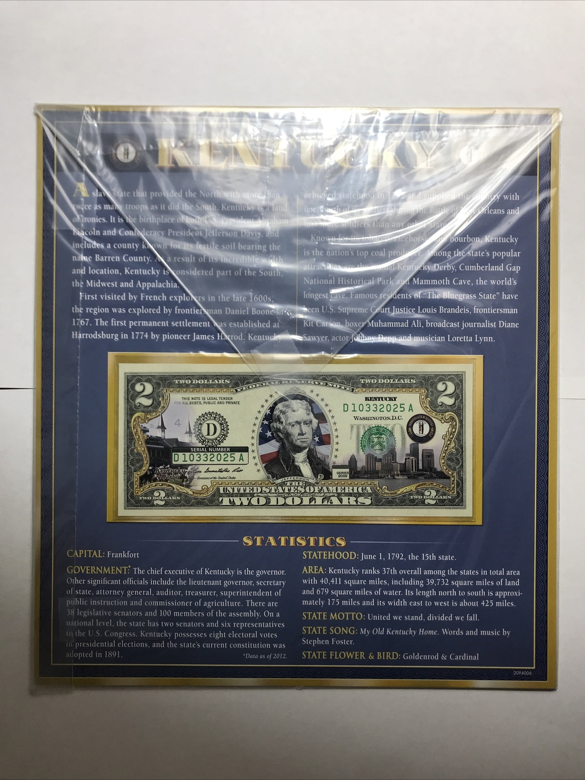 COLORIZED $2 NOTE SET KENTUCKY and TEXAS GENUINE LEGAL TENDER