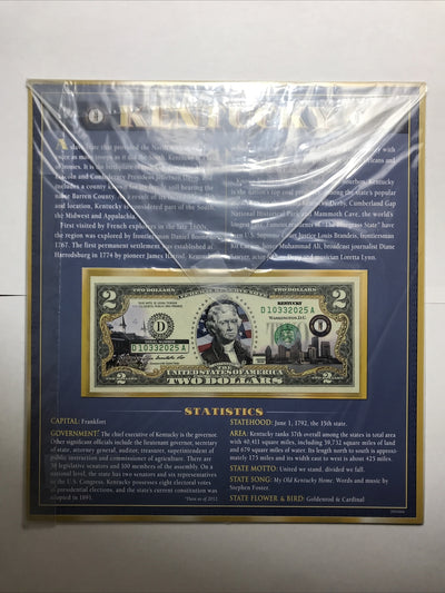 COLORIZED $2 NOTE SET KENTUCKY and TEXAS GENUINE LEGAL TENDER