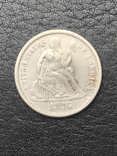 1876 Philadelphia Mint Silver Seated Liberty Dime #1279