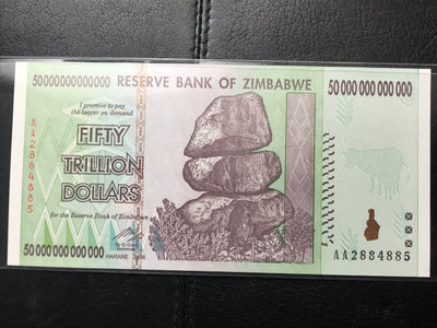 2008 50 TRILLION Zimbabwe DOLLARS BANKNOTE New UNC 100 TRILLION SERIES