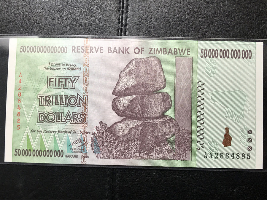 2008 50 TRILLION Zimbabwe DOLLARS BANKNOTE New UNC 100 TRILLION SERIES