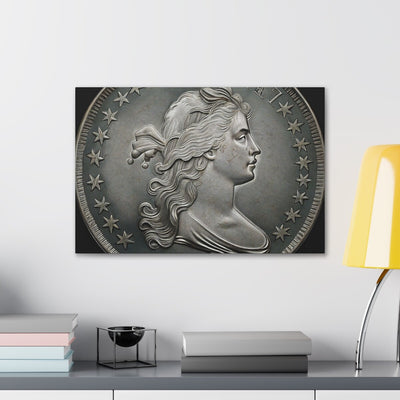 Flowing Hair Dollar Print Canvas Flowing Hair Dollar Coin Silver Flowing Hair