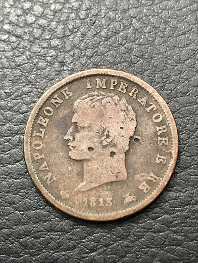 1813 NAPOLEON SOLDO REGNO D'ITALIA COOPER COIN #1813-soldo