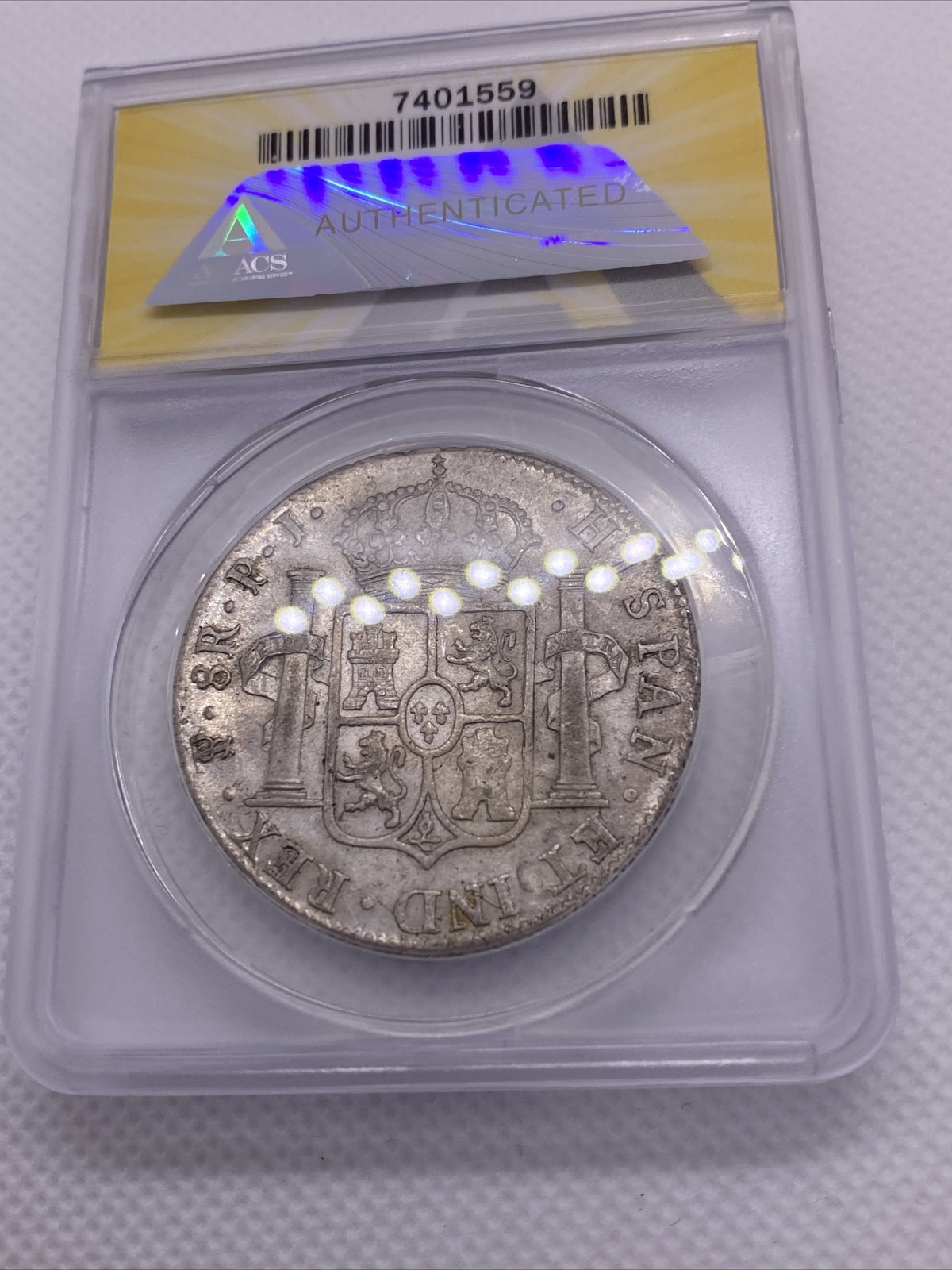 1818 PTS PJ Bolivia Silver 8R 8 Reales AU 50 Anacs Silver Potosi Mint #559