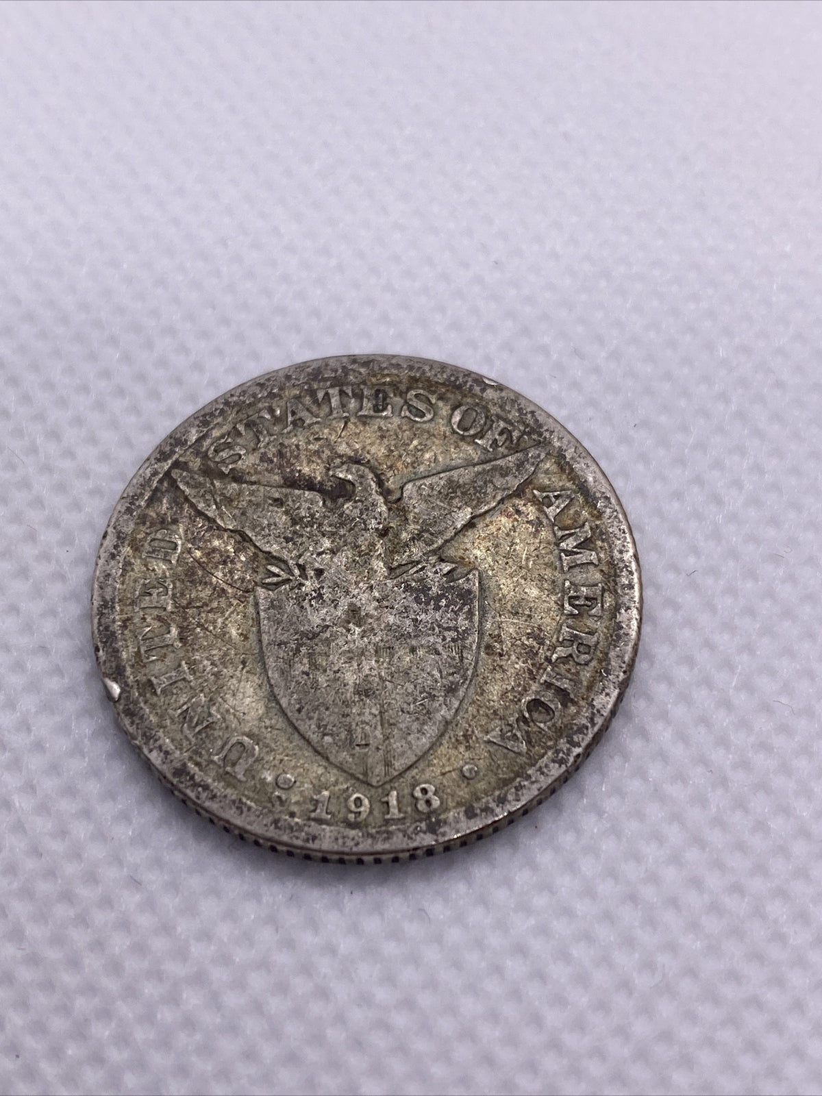 1918 S 50 Centavos Philippines San Francisco Mint Silver Coin Fifty Centavos
