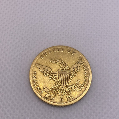 1838 Classic Head $5 Gold Half Eagle Five Dollar Gold Coin US Beautiful Coin #12