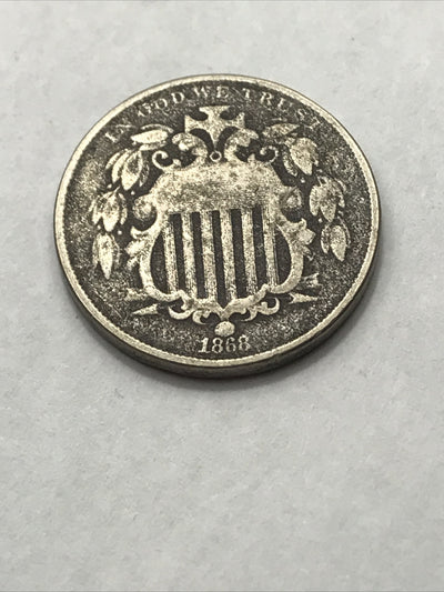 1868 Shield Nickel 5 Cents 5C Civil War Era Nickel US Coin