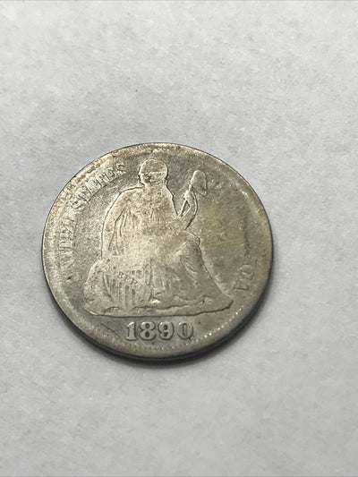 1890 Seated Liberty Dime Silver 90% Coin #HJ890