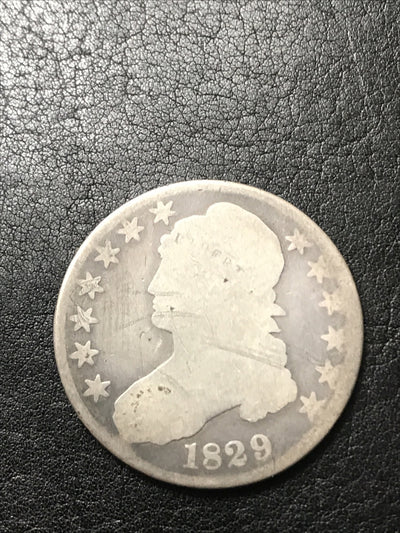 1829 Capped Bust Half Dollar 50c Lettered Edge Silver Coin #899
