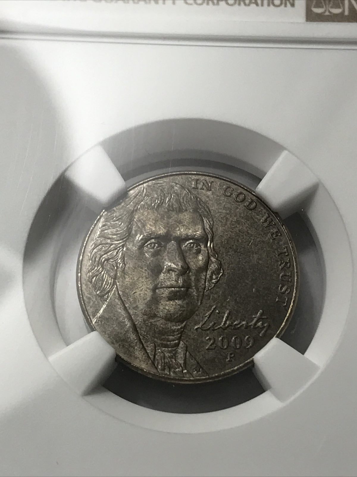 2009 P Nickel 5C MS65 6FS Sintered Planchet Error Coin and Error Label