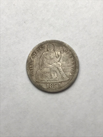 1885 Seated Liberty Dime 10 Cents Silver Coin GGYY