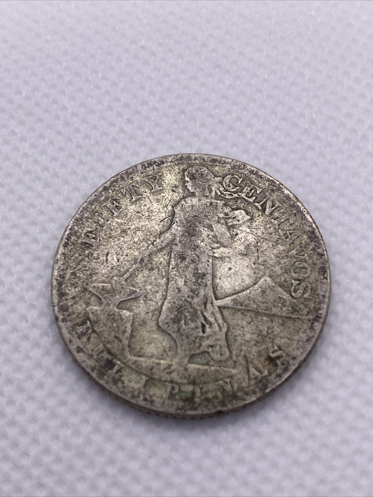 1918 S 50 Centavos Philippines San Francisco Mint Silver Coin Fifty Centavos