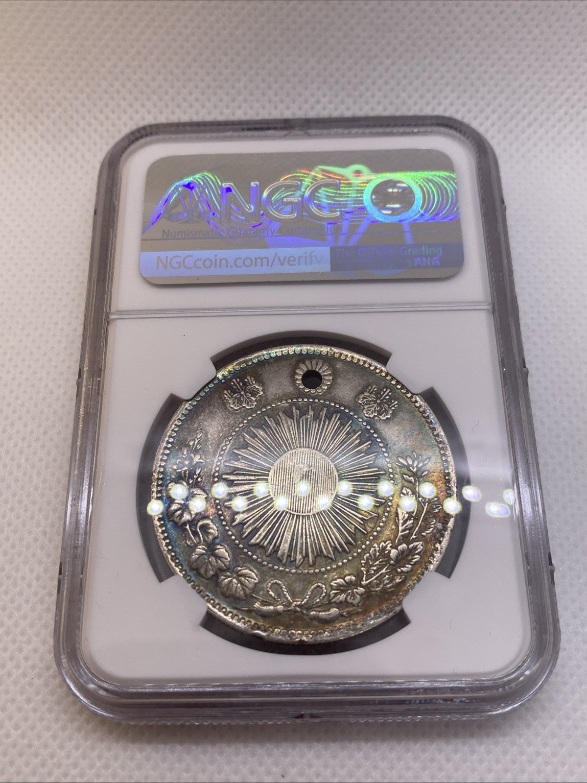 M3 1870 Japan Yen Type 1 NGC AU Det Hole Silver Coin Graded By NGC #502-006