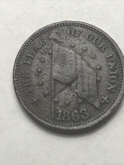 1863 CWT Civil War Token Fuld 207/409b The Flag  Shoot Him on the Spot Dix