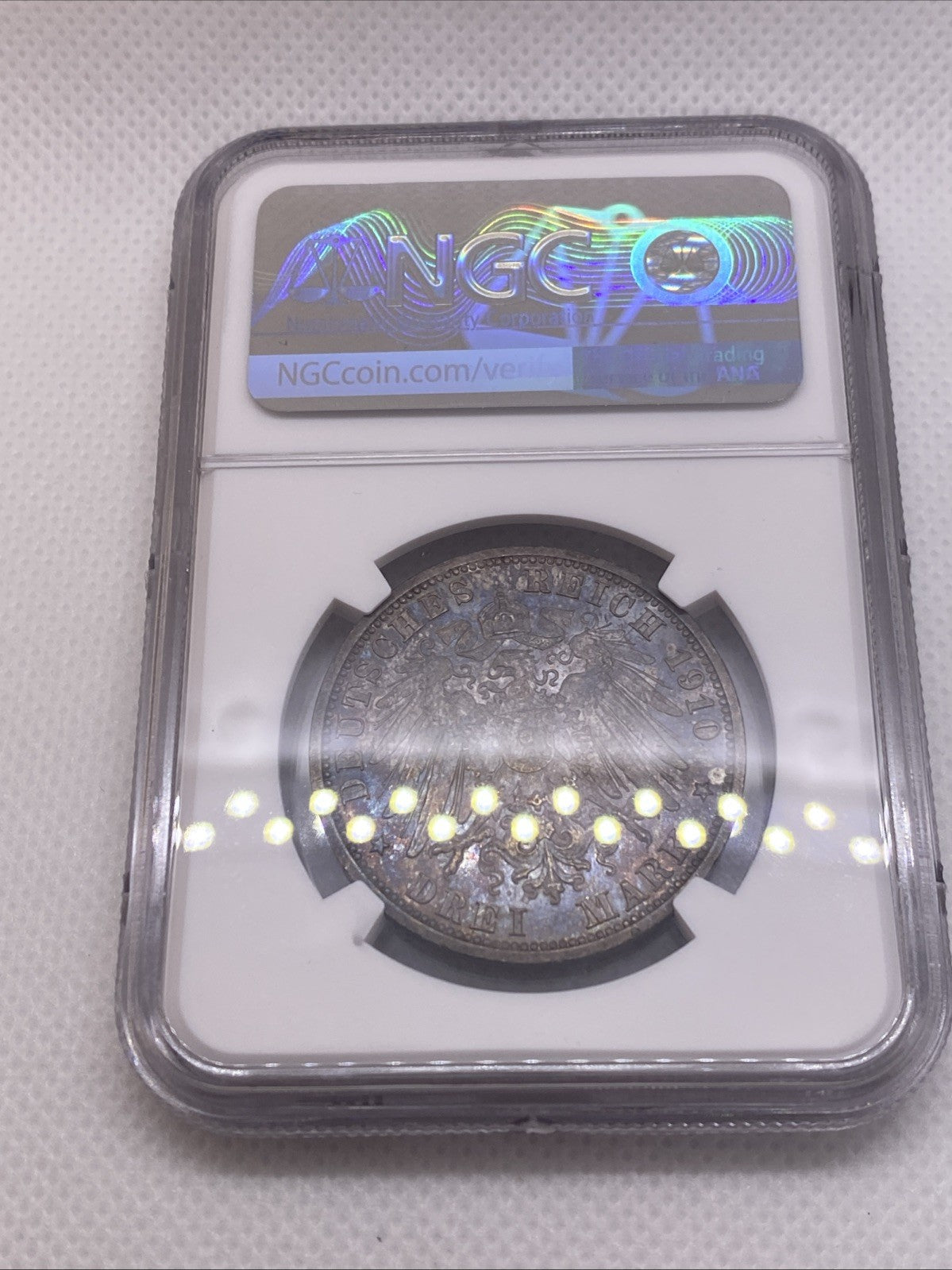 1910A 3M SAXE WEIMAR EISENACH 3 Marks German Wedding NGC MS 62 Silver Toned