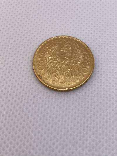 1925 Poland Gold 20 Zlotych Beautiful Gold Coin Uncirculated Minor Imperfections