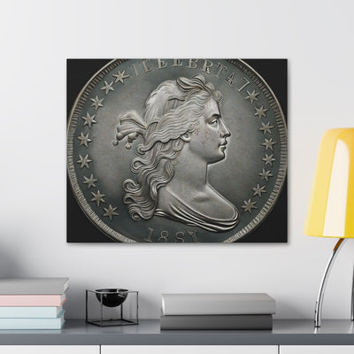 Flowing Hair Dollar Print Canvas Flowing Hair Dollar Coin Silver Flowing Hair