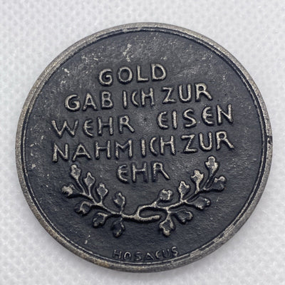 1916 Iron Medal  "gold I gave to resist" "Iron I take for honor" Unique #6798-10