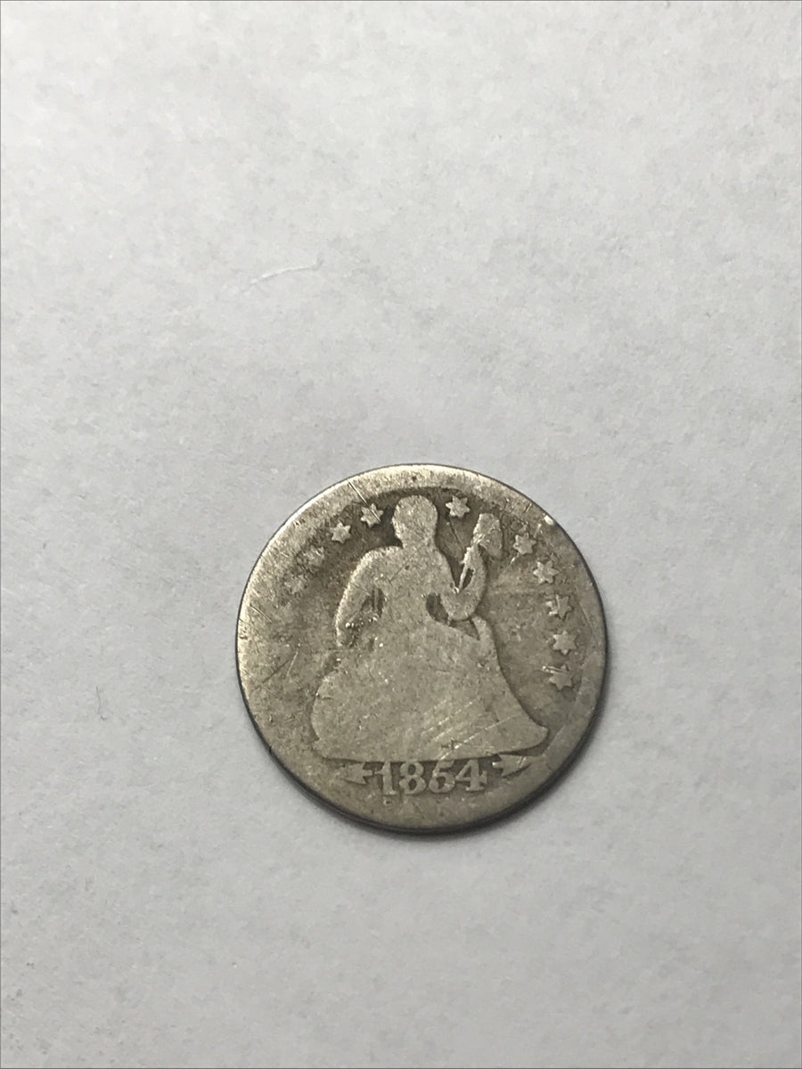 1854 Seated Liberty Dime Silver 90% Coin #BB854 Arrows