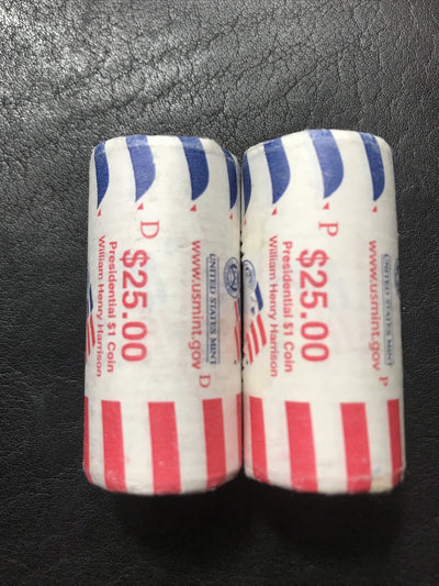 2009 William Henry Harrison Presidential $1 Rolls P & D US Mint Original Wrapped