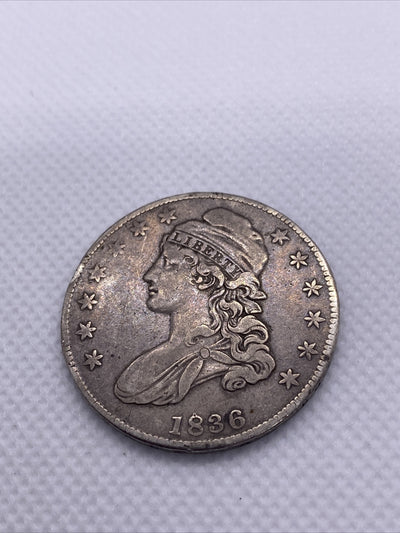 1836 Capped Bust Half Dollar Lettered Edge Silver 50c Beautiful Toning