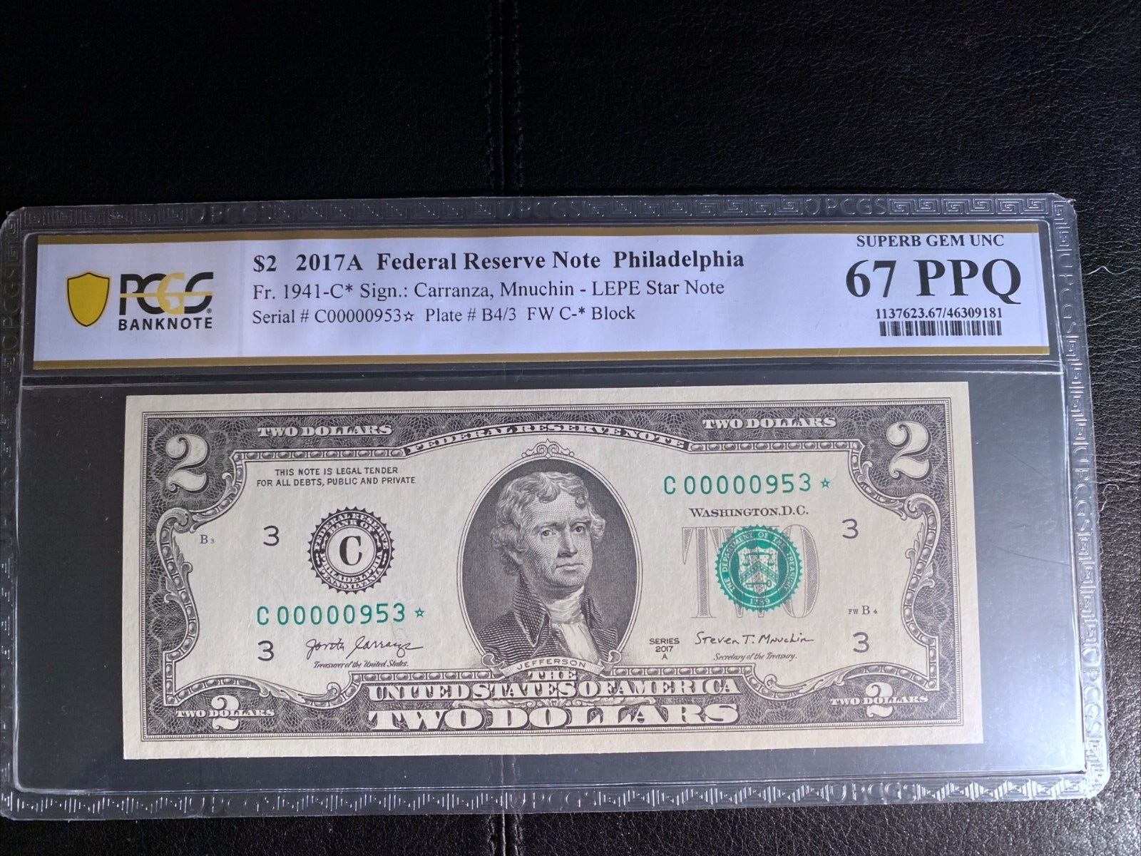 2017  $2 Star Notes 1941-C* PCGS Two 67 PPQ and One 68 PPQ Consecutive 3 * Notes