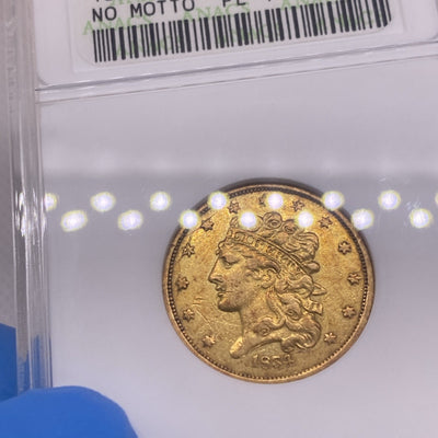 1834 Classic Gold Half Eagle $5 Coin. Certified ANACS XF45 EF45 VERY OLD HOLDER