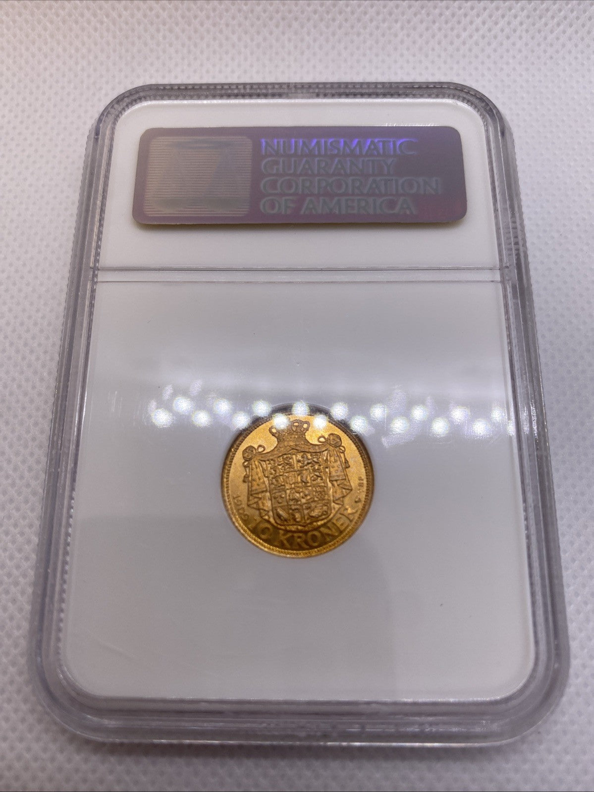 1909 Denmark 10 Kroner Frederik VIII Grade OLD NGC Slab MS 66 Gold Coin #944-027