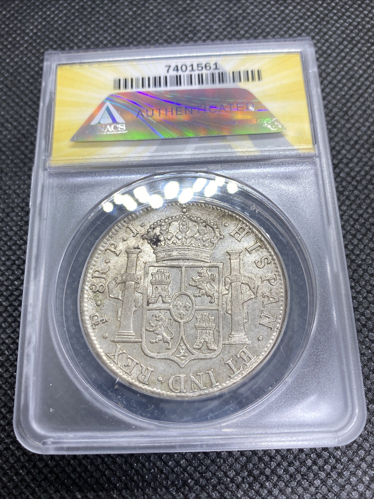 1819 PTS PJ Bolivia Silver 8R 8 Reales AU 55 Details Anacs Silver Potosi #561