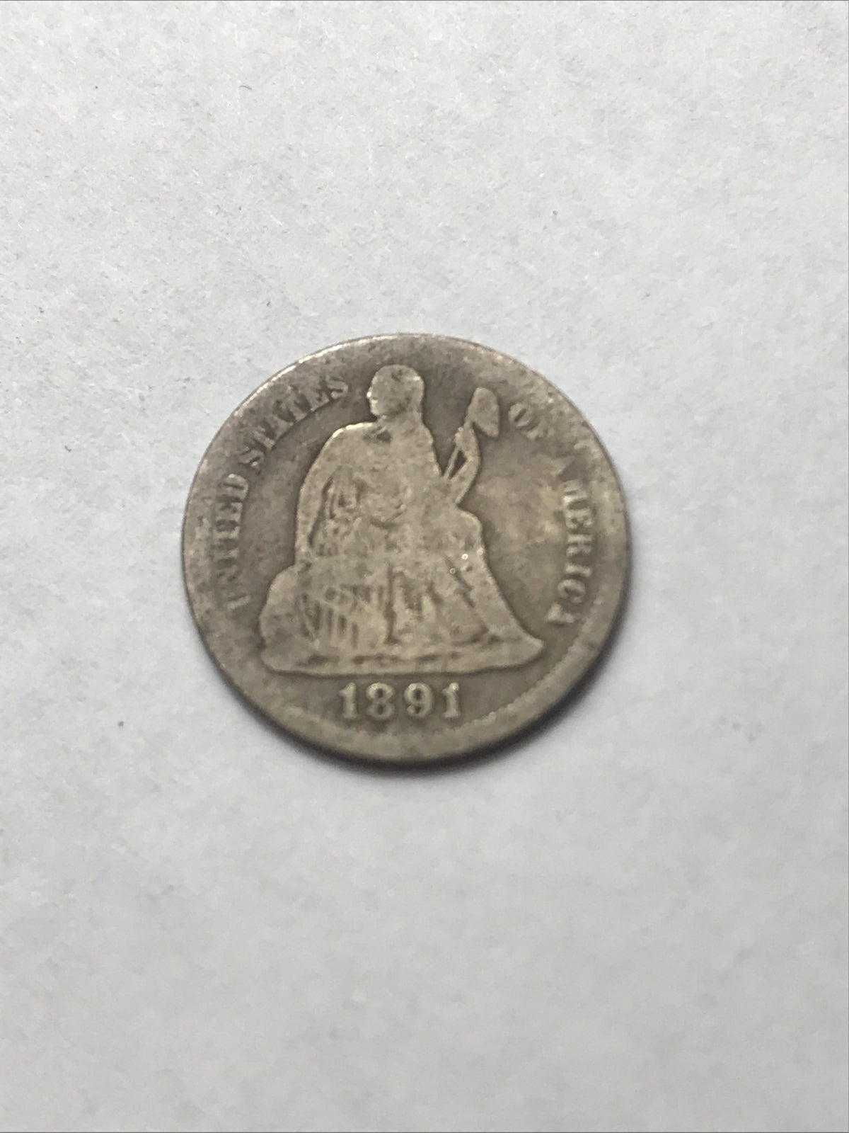 1891 Seated Liberty Dime 10C 90% Silver Coin #NN4960