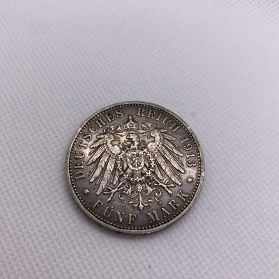 1913-A German States Prussia 5 Mark Silver Coin #48839