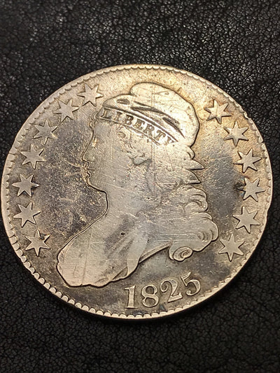 1825 Capped Bust Silver Half Dollar 50c Silver Coin O-108 R-3 #TR467