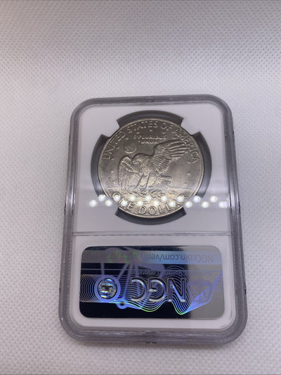 1971-D Eisenhower IKE Dollar NGC AU58 Type 1 Rev RDV-006 Friendly Eagle FS-901