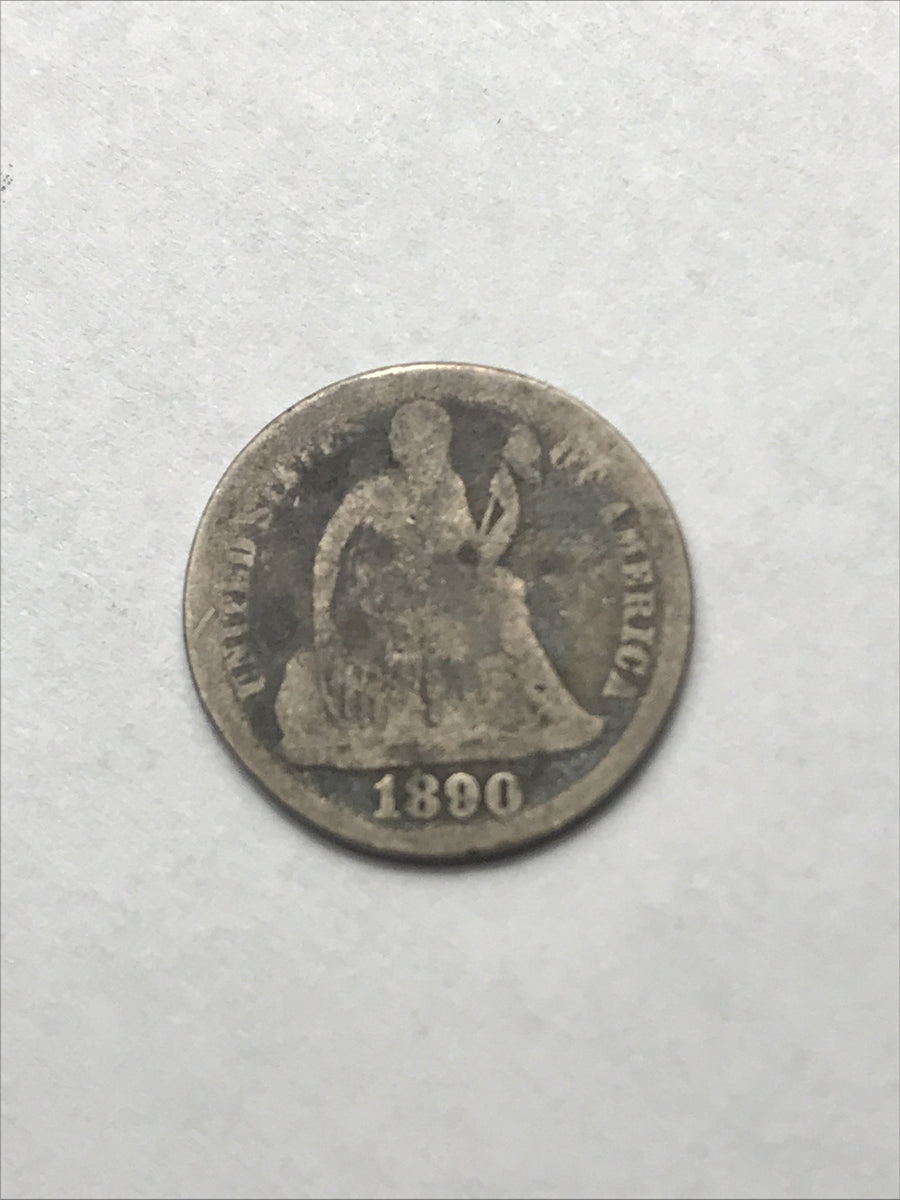 1890 Seated Liberty Dime Silver 90% Coin #GG46