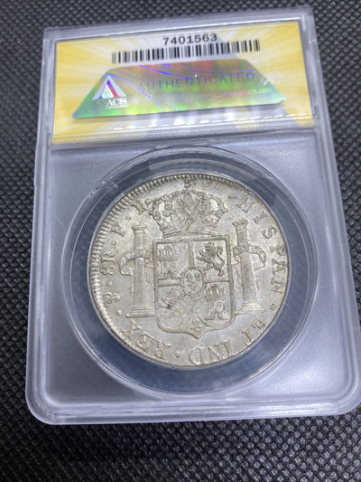 1817 PTS Bolivia 8 Reales 8R Anacs AU50 Silver Coin Colonial Rare