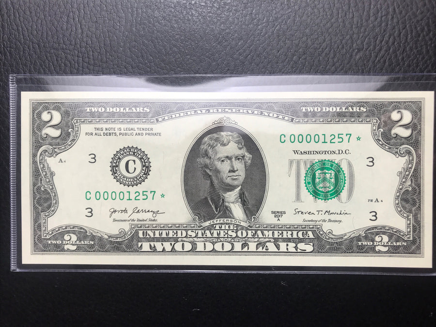 $2 Rare Uncirculated Low FOUR (4) Digits  ⭐️ STAR NOTE ⭐ 1257* 