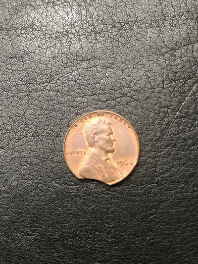 1964 Lincoln Cent Clipped Planchet Mint Error