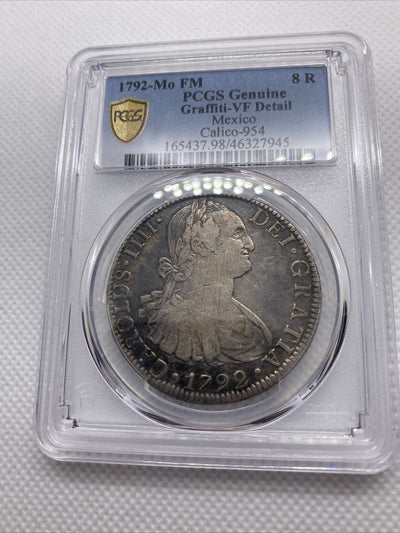 1792 Mo-FM 8 Reales PCGS VF Details Mexico Calico-954 Silver Mexican Coin #7945