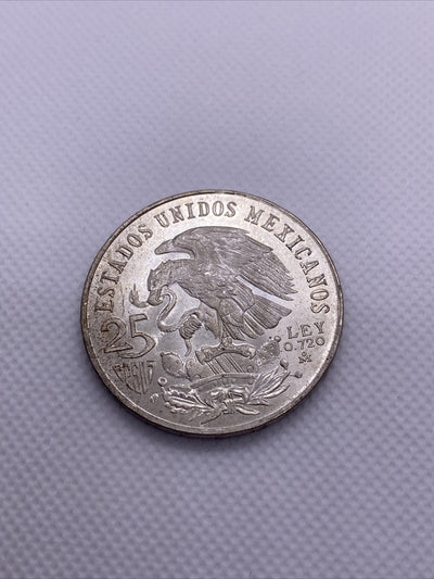 1968 Mexico Olympics Mexican 25 Peso Silver Coin BU Great Condition Coin