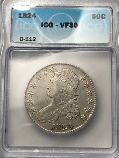 1824 Capped Bust Half Dollar O-112 VF30 ICG RARE