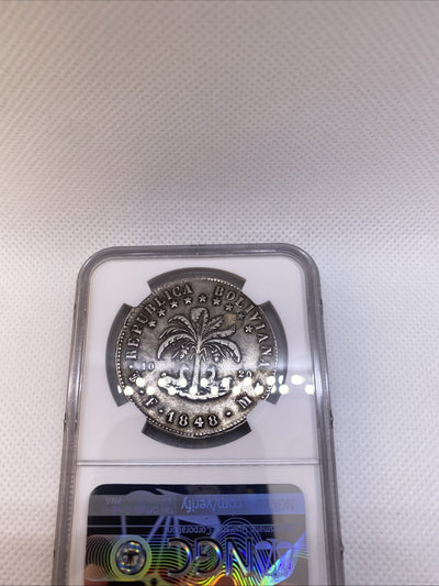 1848 PTS M Potosi Mint Bolivia 8 Soles Silver NGC XF Det Cleaned Silver Coin