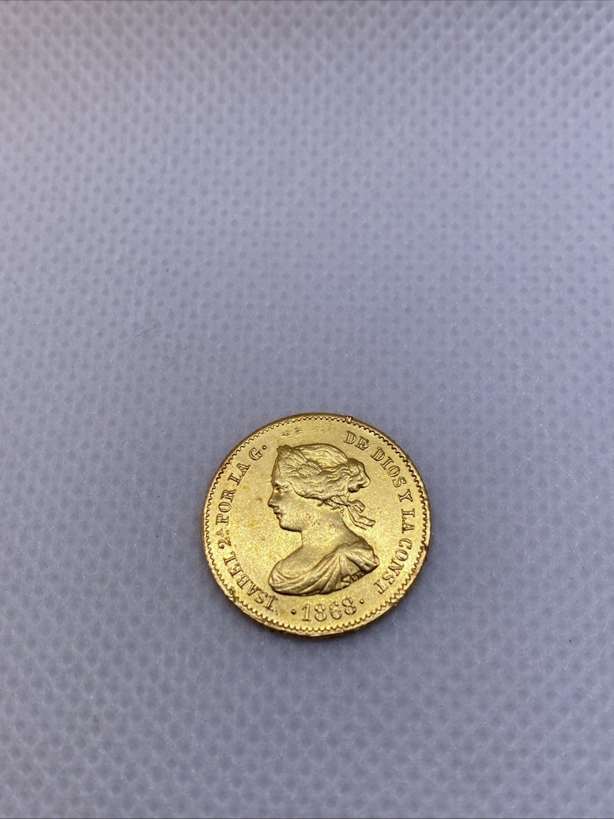 1868 4 Escudos Isabel II Gold Coin Rare