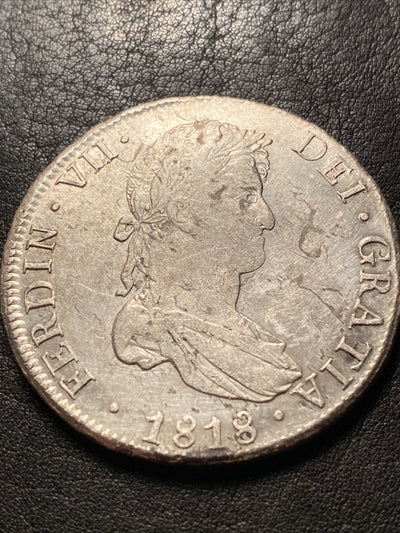 1818 PTS PJ Bolivia KM #84 8 Reals Silver Great Looking Coin Eight Reals #83229