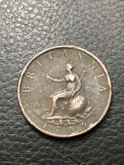 1799 Half Penny Britannia British George III Copper Coin #1799-GEWL
