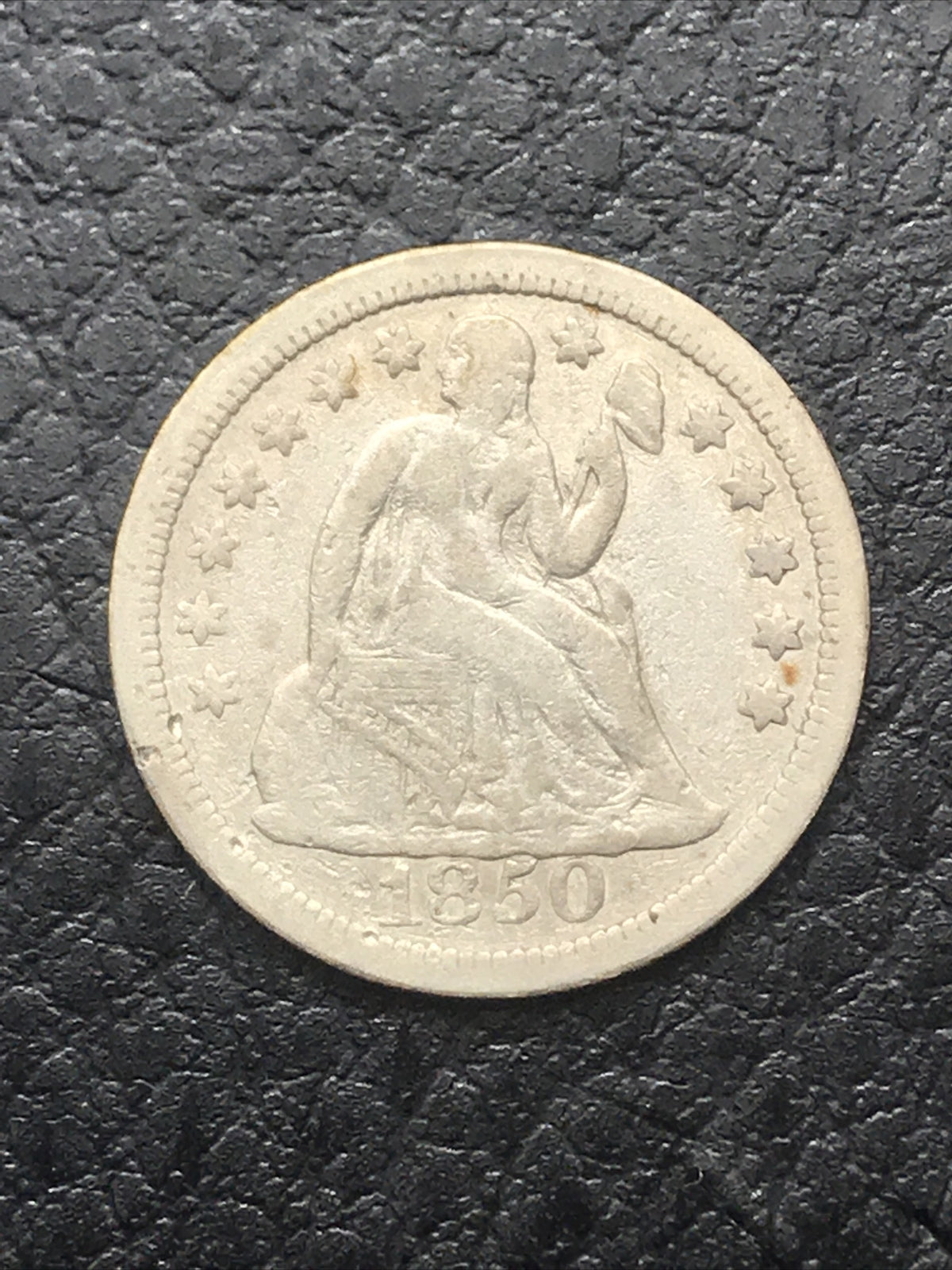 1850 Seated Liberty Dime Philadelphia Mint Silver Coin