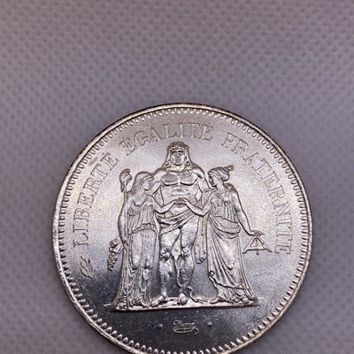 1976 France 50 Francs Silver Coin 50 Fr. Uncirculated Silver Coin #1287-10