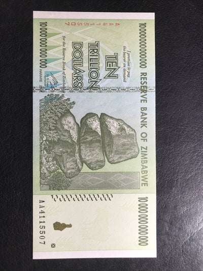 2008 Ten Trillion Zimbabwe Banknote 10 Trillion Dollars Uncirculated Brand New