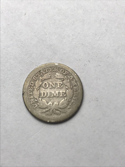 1845 Seated Liberty Dime 10 Cents Silver Coin #YT35
